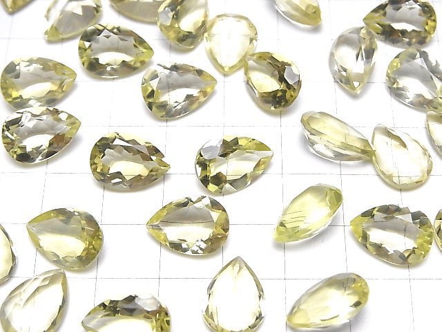 Hochwertiger Zitronenquarz AAA Lose Steine Birnenform Facettiert 14x10mm 2Stk