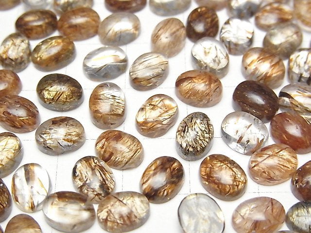 Mica in Quarz AAA- Oval Cabochon 8x6mm 5 Stück