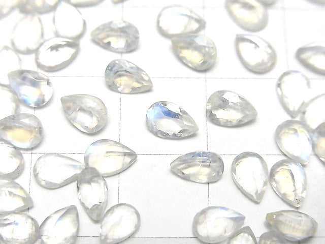 高品質彩虹月光石 AAA 刻面梨形裸石 6x4mm 3顆
