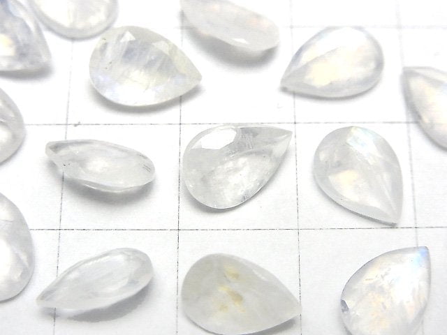高品質彩虹月光石 AAA 刻面梨形裸石 10x7mm 1顆