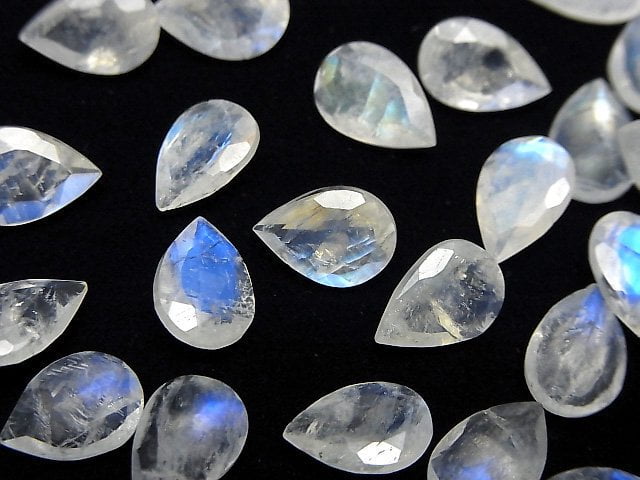 Hochwertiger Regenbogen-Mondstein AAA- Lose Steine Birnenform Facettiert 10x7mm 1 Stück