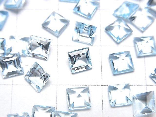 高品質天空藍拓帕石 AAA 級裸石方形刻面 5x5mm 5顆