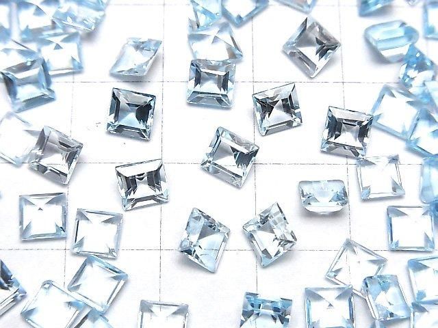 Hochwertiger Himmelblauer Topas AAA Lose Stein Quadrat facettiert 5x5mm 5 Stück