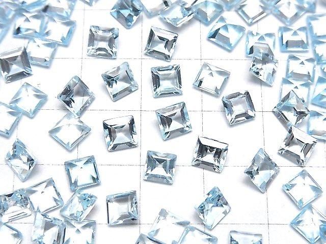 Hochwertiger Himmelblauer Topas AAA Lose Stein Quadrat facettiert 5x5mm 5 Stück