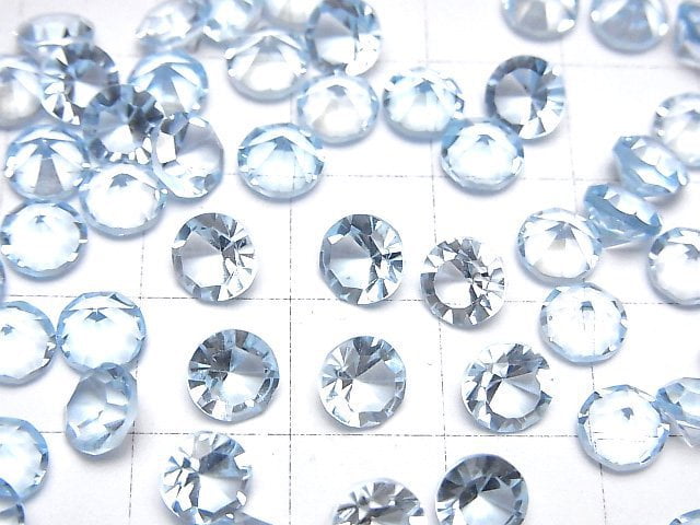 Hochwertiger Himmelblauer Topas AAA Lose Stein Rund konkav geschnitten 6x6mm 2 Stück