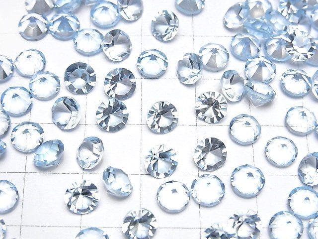 Hochwertiger Himmelblauer Topas AAA Lose Stein Rund konkav geschnitten 6x6mm 2 Stück