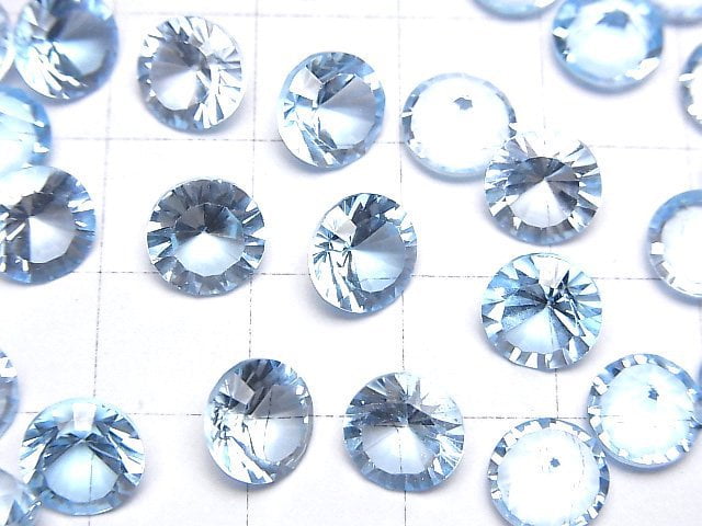 Hochwertiger Himmelblauer Topas AAA Lose Stein Rund konkav geschnitten 8x8mm 2 Stück