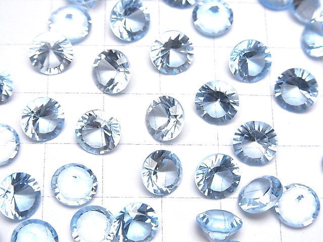 Hochwertiger Himmelblauer Topas AAA Lose Stein Rund konkav geschnitten 8x8mm 2 Stück