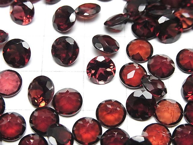 Hochwertiger Mosambik Granat AAA Lose Stein Rund Facettiert 7x7mm 3 Stück