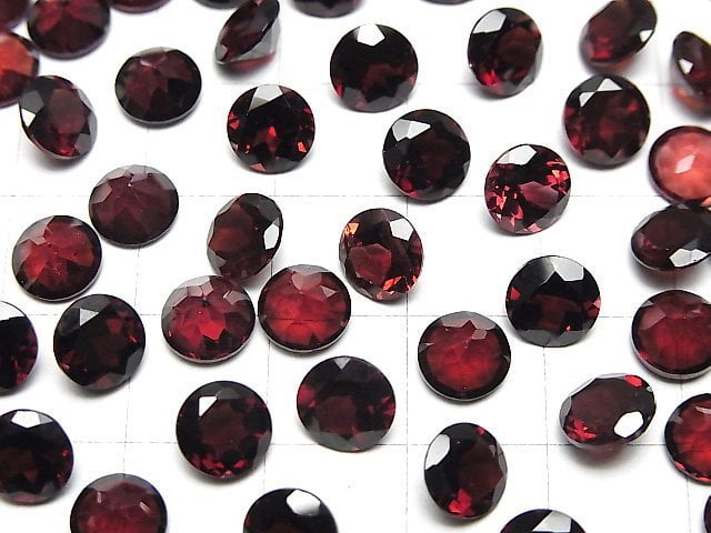 Hochwertiger Mosambik Granat AAA Lose Stein Rund Facettiert 7x7mm 3 Stück