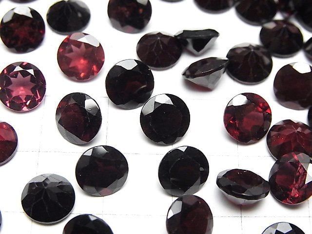 Hochwertiger Mosambik Granat AAA- Lose Stein Rund Facettiert 8x8mm 3 Stück