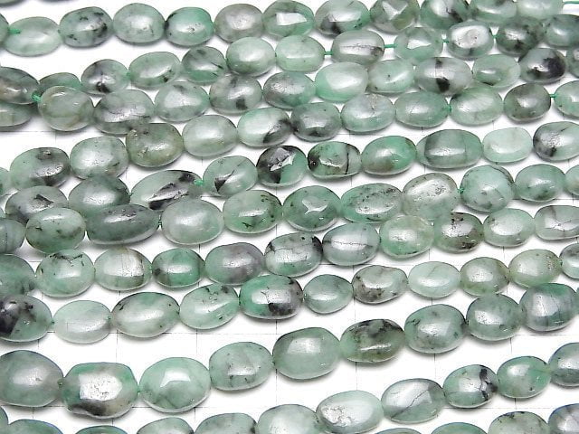 Brasilianischer Smaragd AA+ Oval halbe oder 1Strang Perlen (ca. 15 Zoll/38 cm)