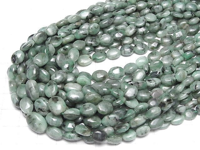 Brasilianischer Smaragd AA+ Oval halbe oder 1Strang Perlen (ca. 15 Zoll/38 cm)