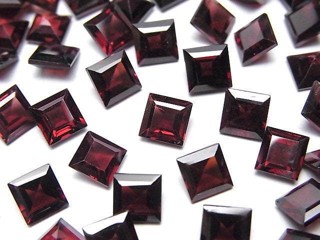 高品質莫三比克石榴石 AAA 級裸石方形刻面 6x6mm 5顆