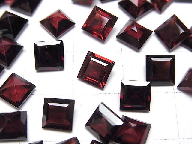 高品質莫三比克石榴石 AAA 級裸石方形刻面 6x6mm 5顆
