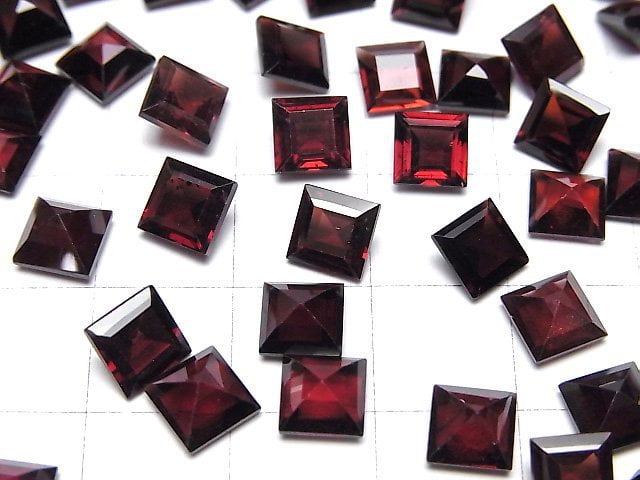 Hochwertig! Mosambik Granat AAA lose Steine quadratisch facettiert 6x6mm 5 Stück