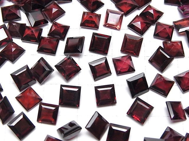Hochwertig! Mosambik Granat AAA lose Steine quadratisch facettiert 6x6mm 5 Stück