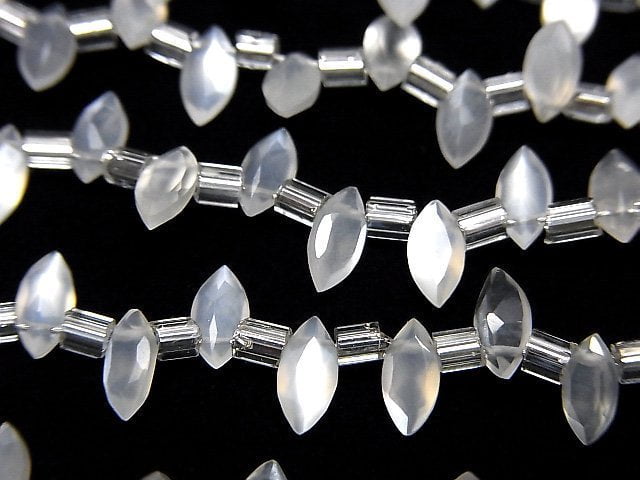 Pierre de lune blanche de haute qualité AAA - Marquise facettée 6x3mm 1 fil de perles (18 pièces)