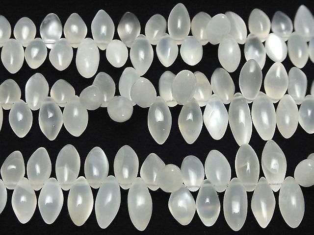 Hochwertiger weißer Mondstein AA++ Marquise Reis (glatt) halb oder 1 Strang Perlen (ca. 7 Zoll/18 cm)