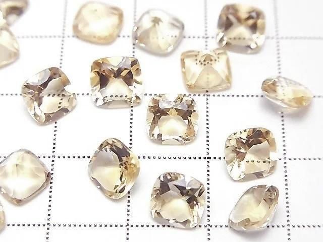 高品質淺色黃水晶AAA方形刻面裸石 7x7毫米 4顆