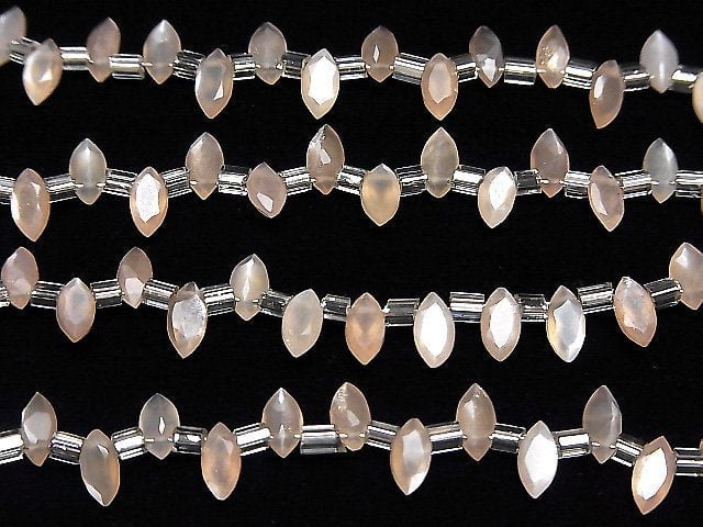 Hochwertiger Pfirsichmondstein AA++ Marquise facettiert 6x3mm 1 Strang Perlen (18 Stück)