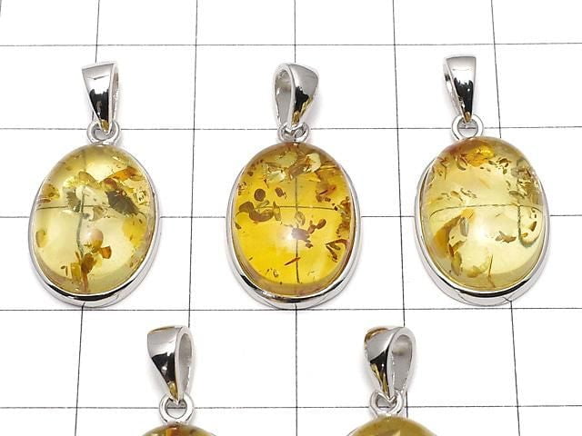 Baltisches Bernstein Oval Anhänger 17x13mm Silber 925 1 Stück
