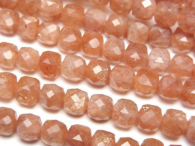 High Quality! Sunstone AA++ Cube Shape 6x6x6mm half or 1strand beads (aprx.15inch/36cm)