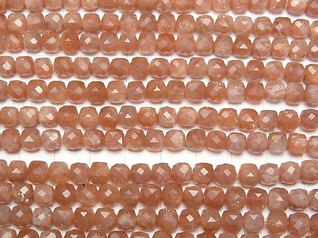 Hochwertig! Sonnenstein AA++ Würfelform 6x6x6mm halb oder 1 Strang Perlen (ca. 15 Zoll/36 cm)