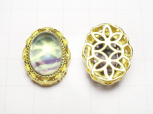 Multicolor Fluorite AAA- Bezel Setting Oval Through Type 21x17mm 3pcs