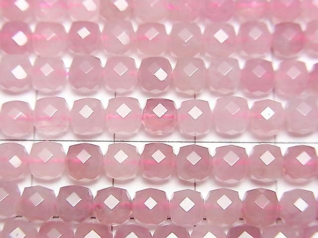 深粉晶 AA 立方體形 4x4x4mm 1串珠子 (約 15英吋/37公分) 高品質!