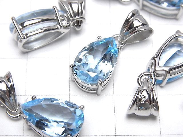 High Quality Sky Blue Topaz AAA Pear shape Faceted Pendant 14x9mm Silver925 1pc