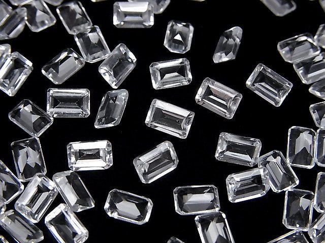 Hochwertiger weißer Topas AAA loser Stein rechteckig facettiert 6x4mm 10 Stück