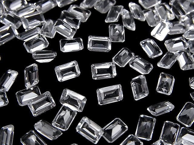 Hochwertiger weißer Topas AAA loser Stein rechteckig facettiert 6x4mm 10 Stück
