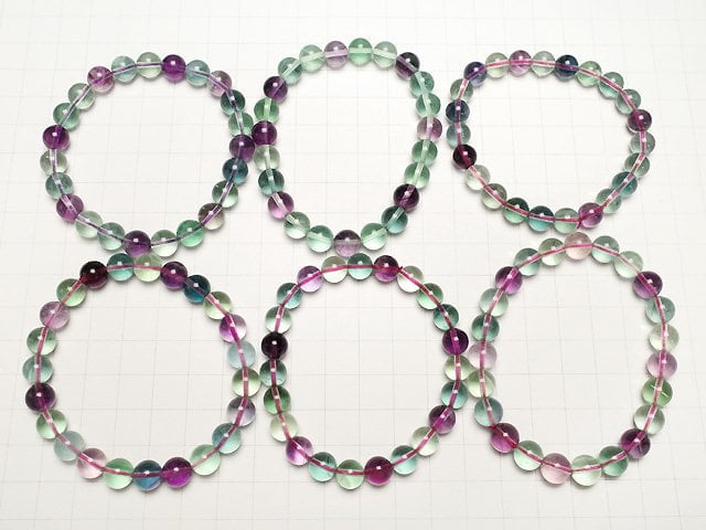 Multicolor Fluorit AAA Rund 8mm Armband