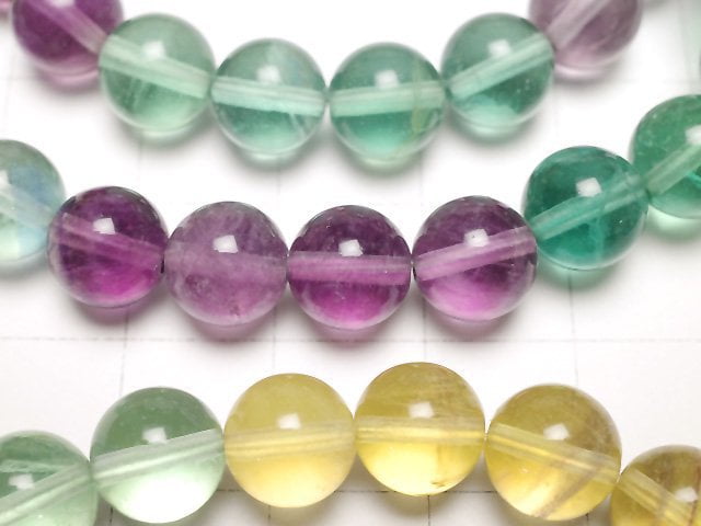 多色螢石 AAA 級 圓珠 8mm 手鍊