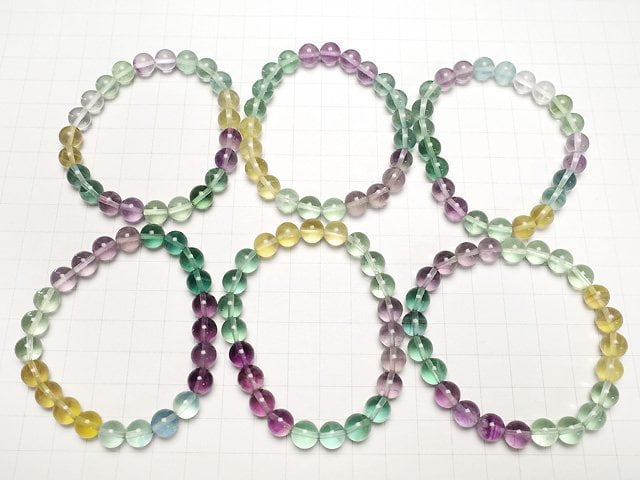 Multicolor Fluorit AAA Rund 8mm Armband