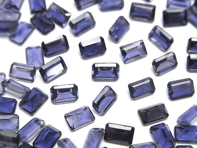 High Quality Iolite AAA- Loose stone Rectangle Faceted 6x4mm 5pcs