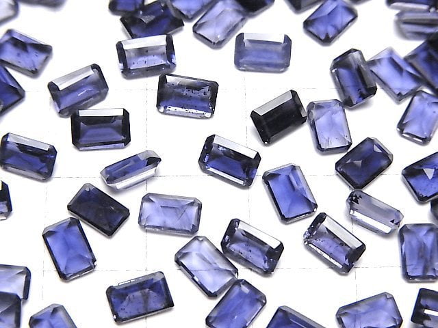 Hochwertiger Iolith AAA- loser Stein rechteckig facettiert 6x4mm 5 Stück