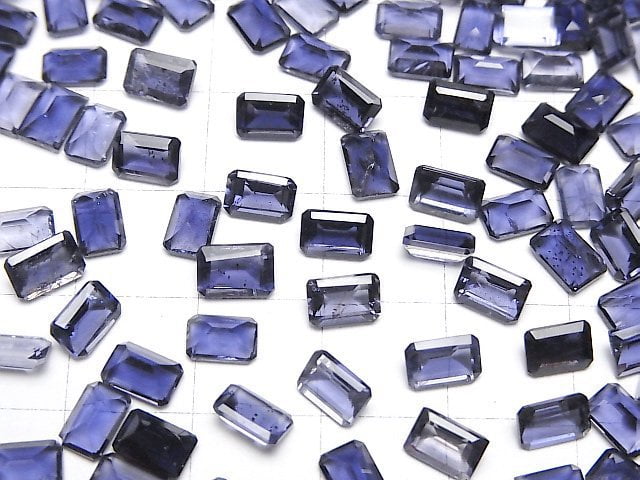 Hochwertiger Iolith AAA- loser Stein rechteckig facettiert 6x4mm 5 Stück
