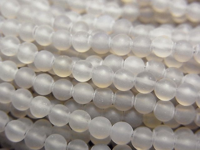霜灰色縞瑪瑙圓珠 3mm 1串 (約15英吋/38公分)