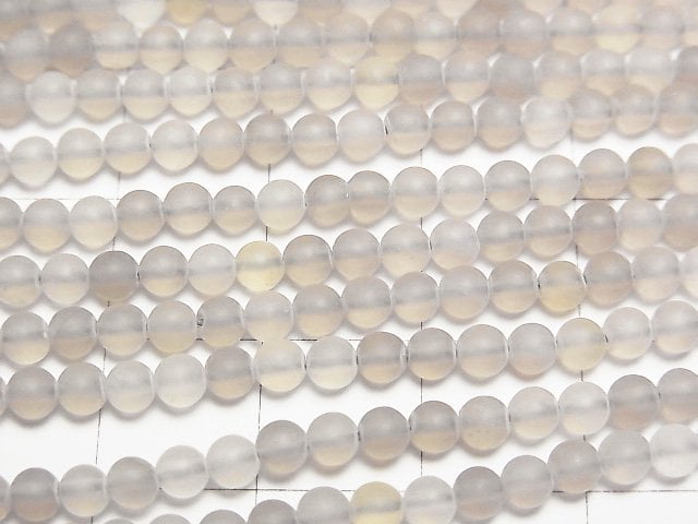 霜灰色縞瑪瑙圓珠 3mm 1串 (約15英吋/38公分)