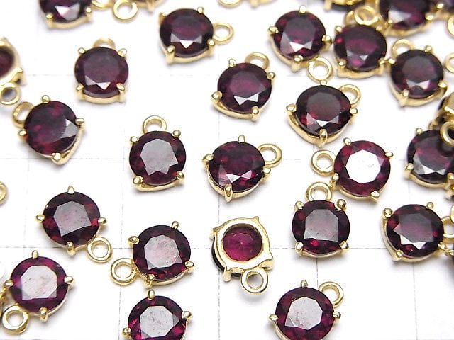 Hochwertiger Rhodolith Granat AAA- Zargenfassung rund facettiert 6x6mm 18KGP 1 Stück