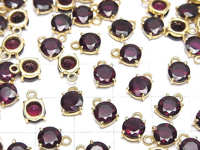 Hochwertiger Rhodolith Granat AAA- Zargenfassung rund facettiert 6x6mm 18KGP 1 Stück