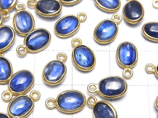 Hochwertiger Kyanit AAA- Zargenfassung oval 8x6mm 18KGP 2 Stück