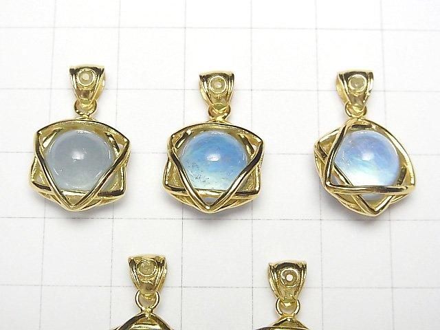Aquamarine AAA - Pendentif sphère 10mm en forme d'étoile avec moldavite, plaqué or 18K, 1 pièce