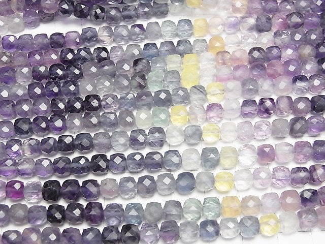 Hochwertig! Multicolor Fluorit AA++ Würfelform 6x6x6mm 1 Strang Perlen (ca. 15 Zoll/37 cm)