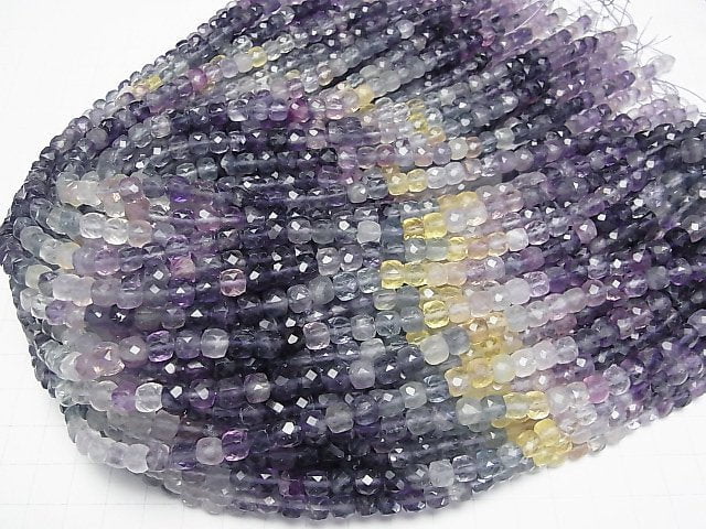Hochwertig! Multicolor Fluorit AA++ Würfelform 6x6x6mm 1 Strang Perlen (ca. 15 Zoll/37 cm)