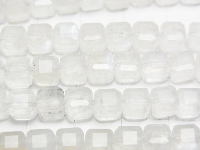 高品質!皇家藍月光石 AA++ 立方體形 6x6x6mm 半串或 1 串珠子 (約 15 英吋/36 公分)
