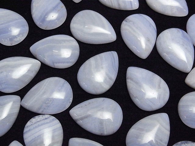 Blauer Spitzenachat AA++ Tropfenform Cabochon 25x18mm 1 Stück
