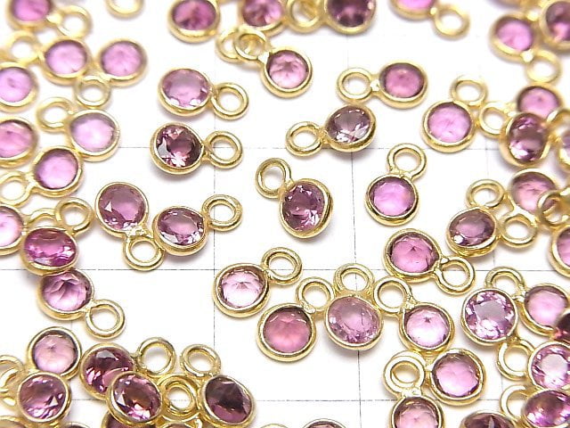 Hochwertiger rosa Turmalin AAA- Zargenfassung rund facettiert 4x4mm 3 Stück